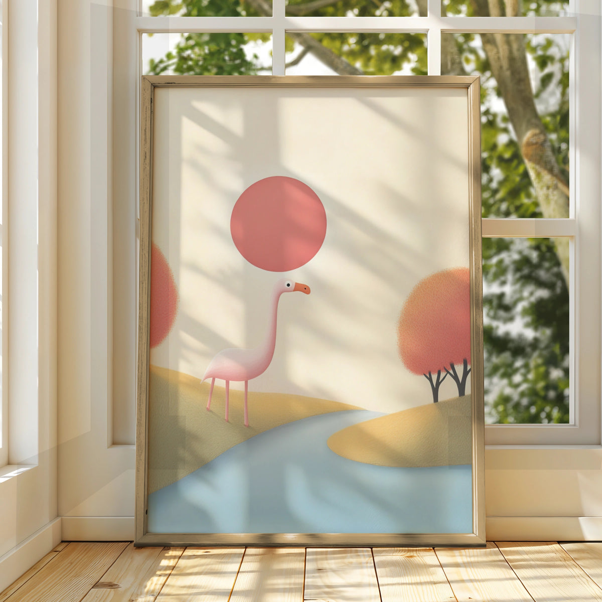 Flamingo Nursery Wall Art, Pink Bird Print, Cute Animal Poster, Children's Room Decor
