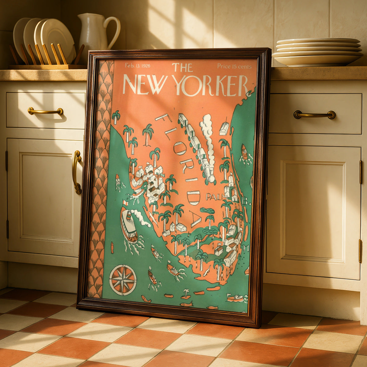 Florida Map Poster, Vintage Editorial Wall Art wall art print