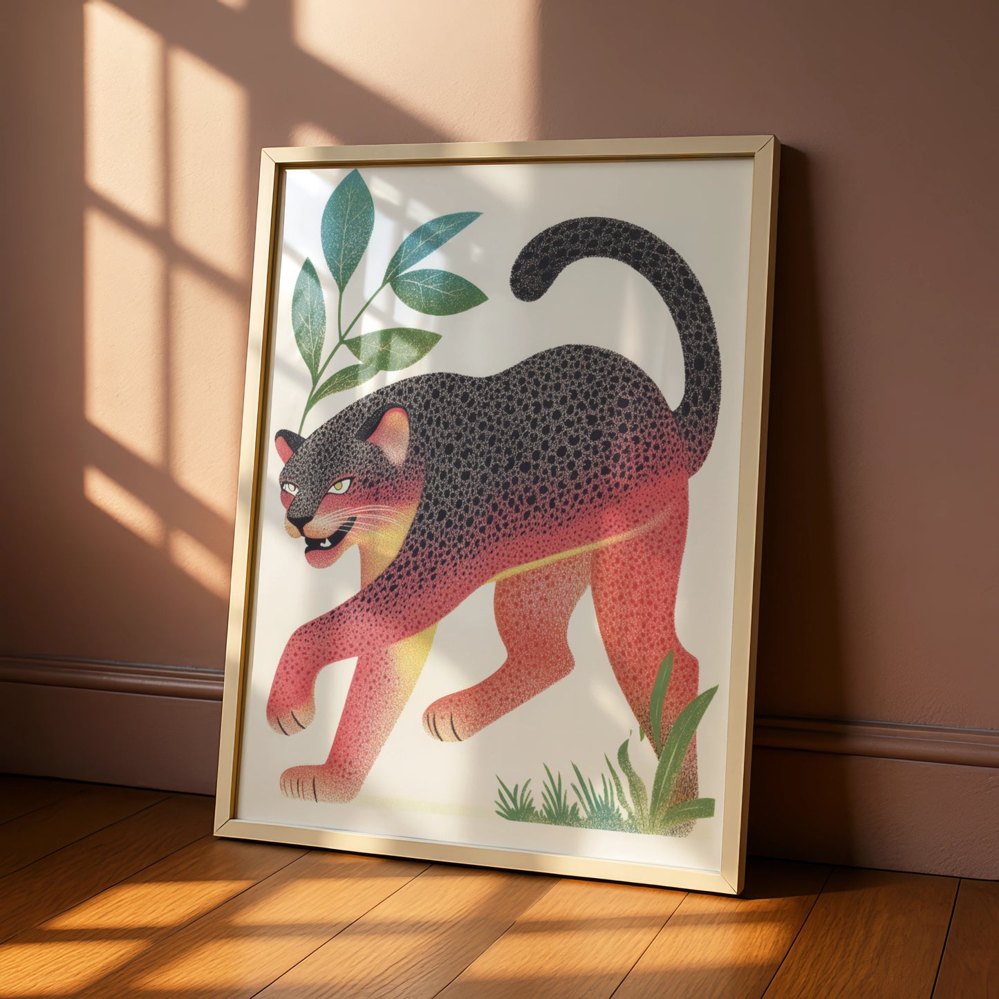 Black Panther Nursery Wall Art, Colourful Jungle Cat Print, Kids Room Poster