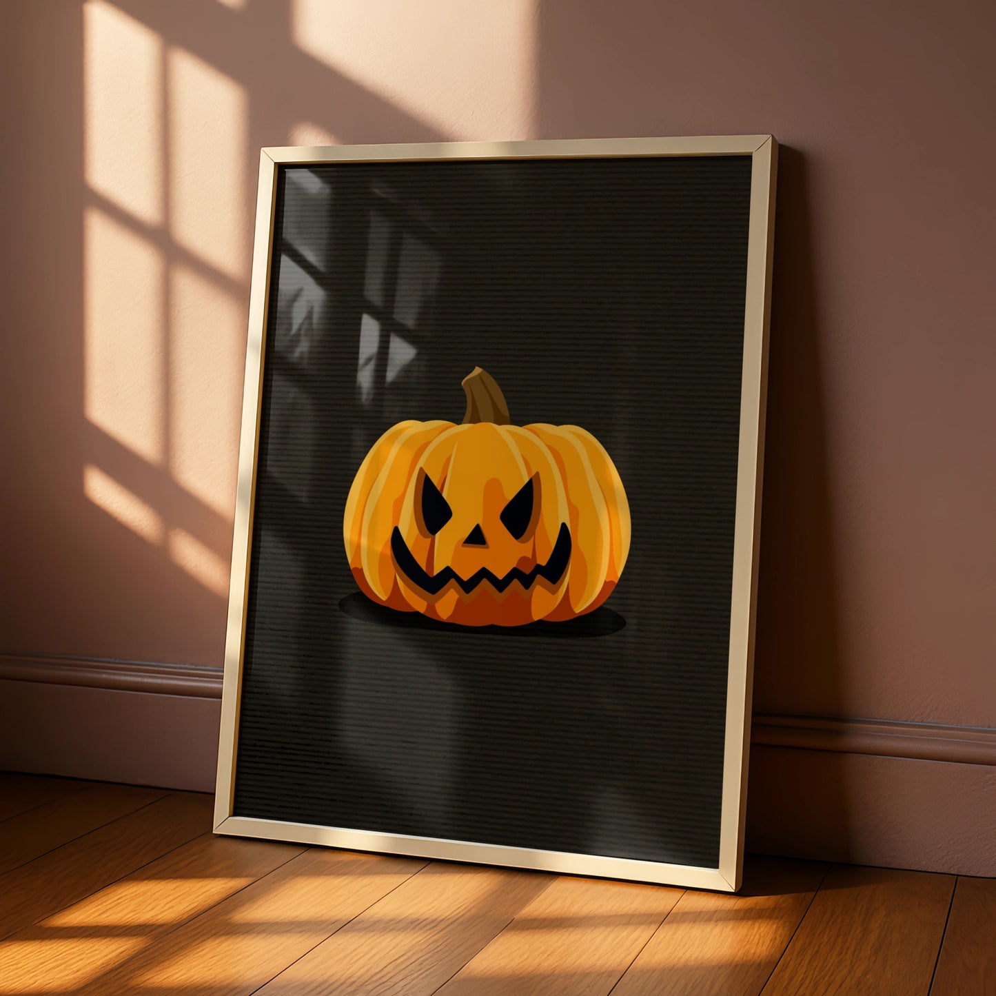 Halloween Pumpkin Jack O Lantern Poster, Spooky Orange Wall Art, Dark Halloween Decor Print