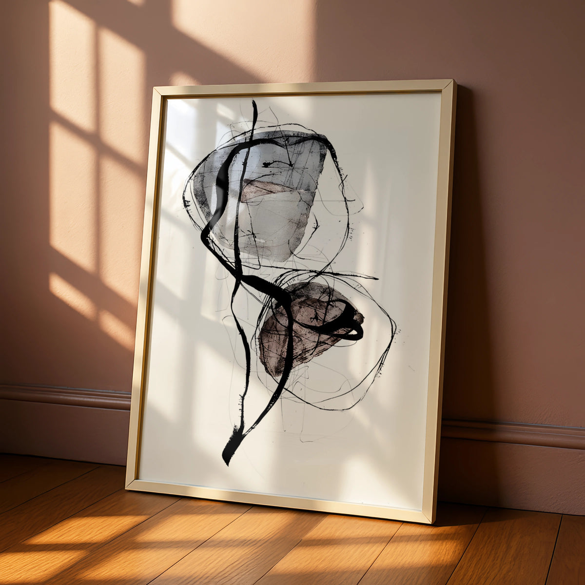 Abstract Monochrome Wall Art, Black and White Ink Print, Minimalist Modern Poster, Neutral Gallery