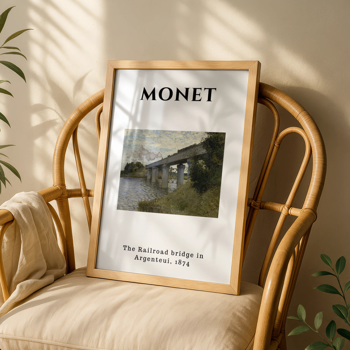 Monet Railroad Bridge Argenteuil Wall Art Print | Impressionist Vintage Poster – product image 3