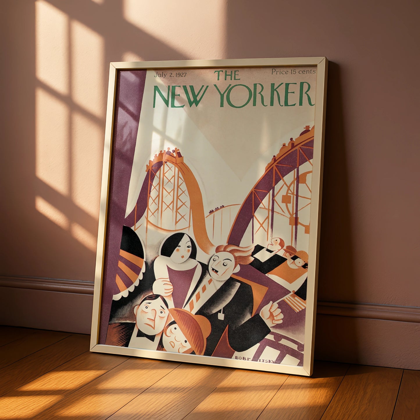New Yorker 1927 Cover Poster, Vintage Roller Coaster Art Deco Print, Retro Fair Wall Art