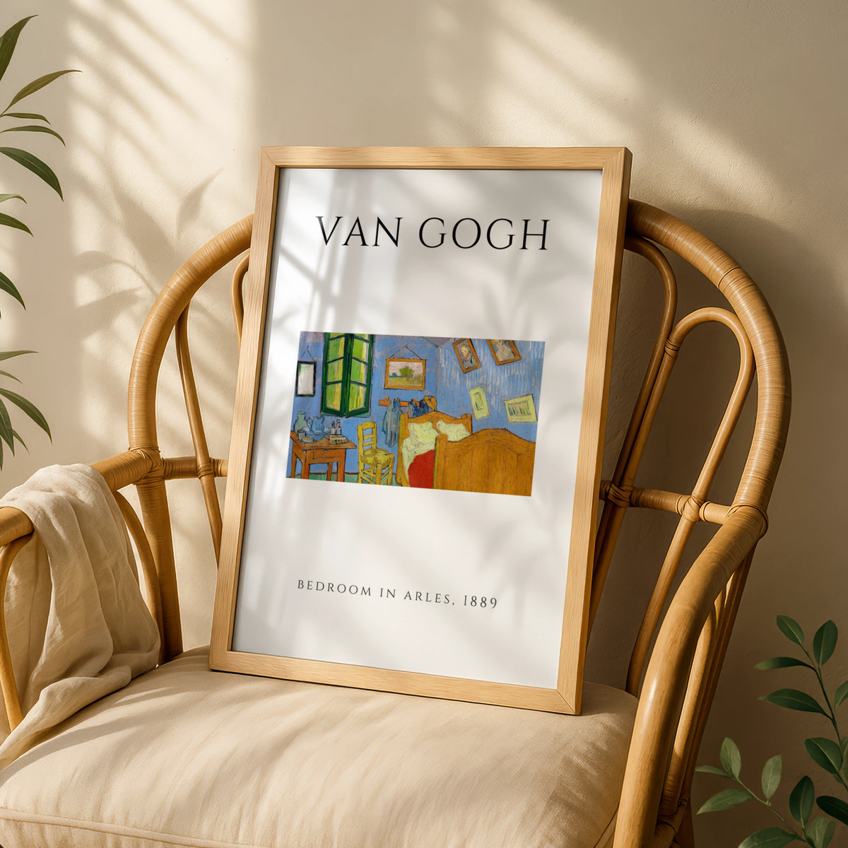 Van Gogh Bedroom in Arles Wall Art Print | Blue Post-Impressionist Poster, Gallery Wall – A5 White frame