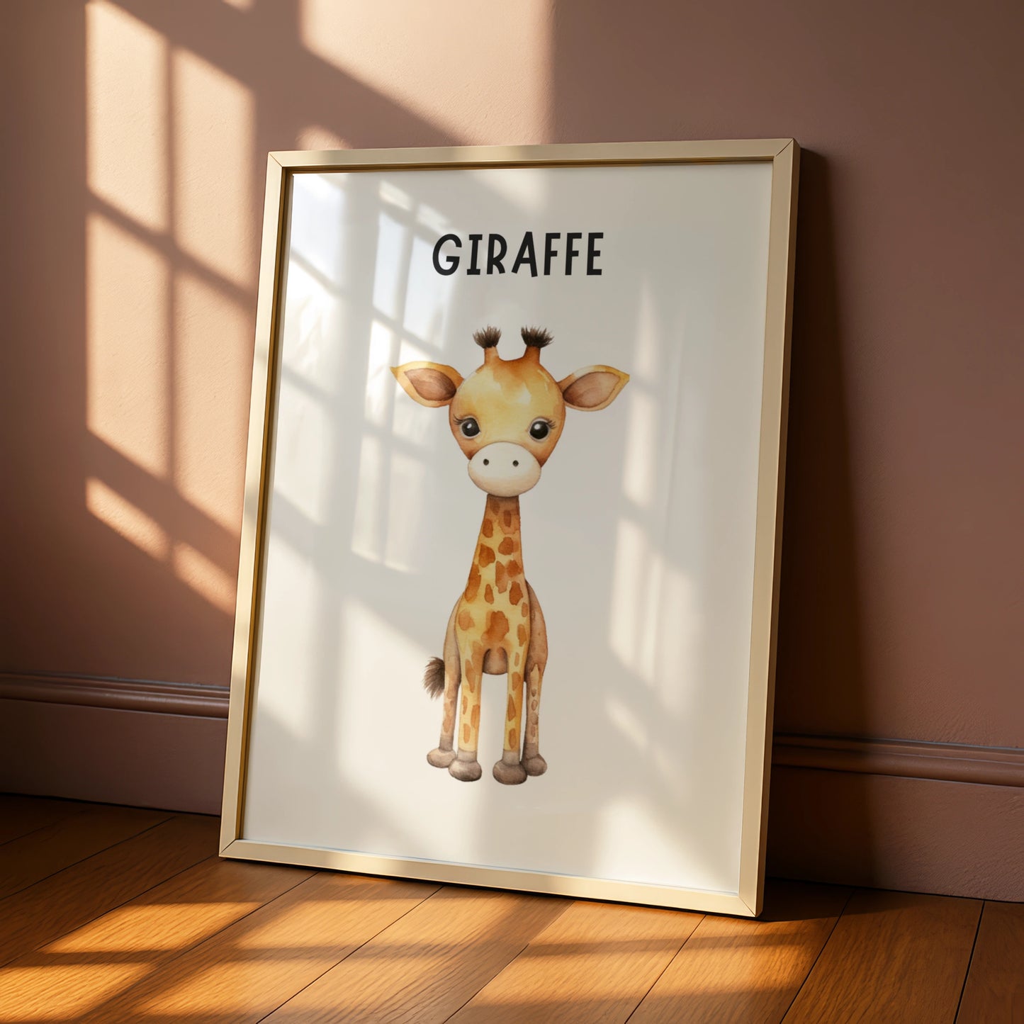 Giraffe Nursery Wall Art, Cute Baby Animal Poster, Safari Kids Room Decor Print