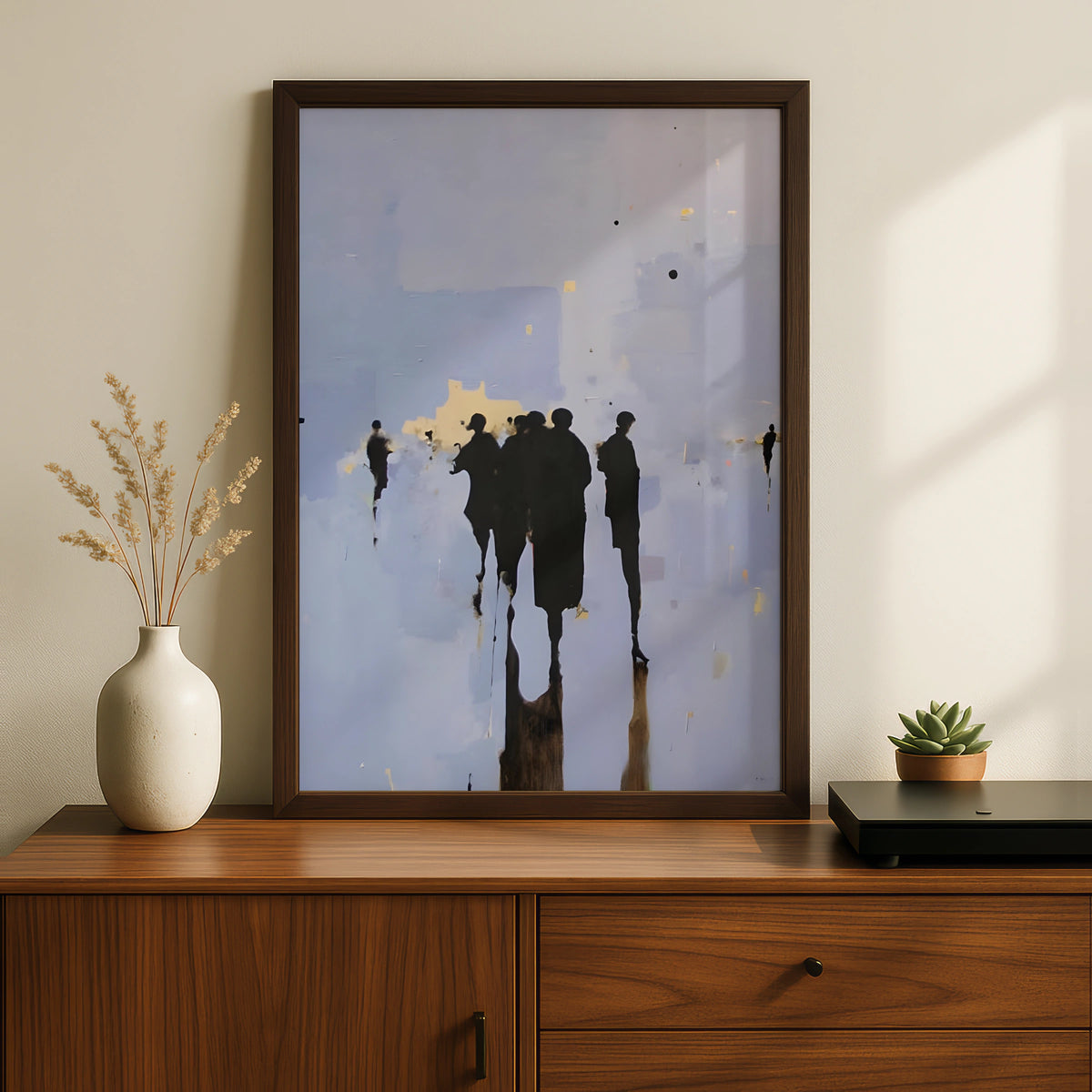 Abstract Figures Poster, Monochrome Wall Art, Modern Silhouette Print, Neutral Gallery Wall Decor