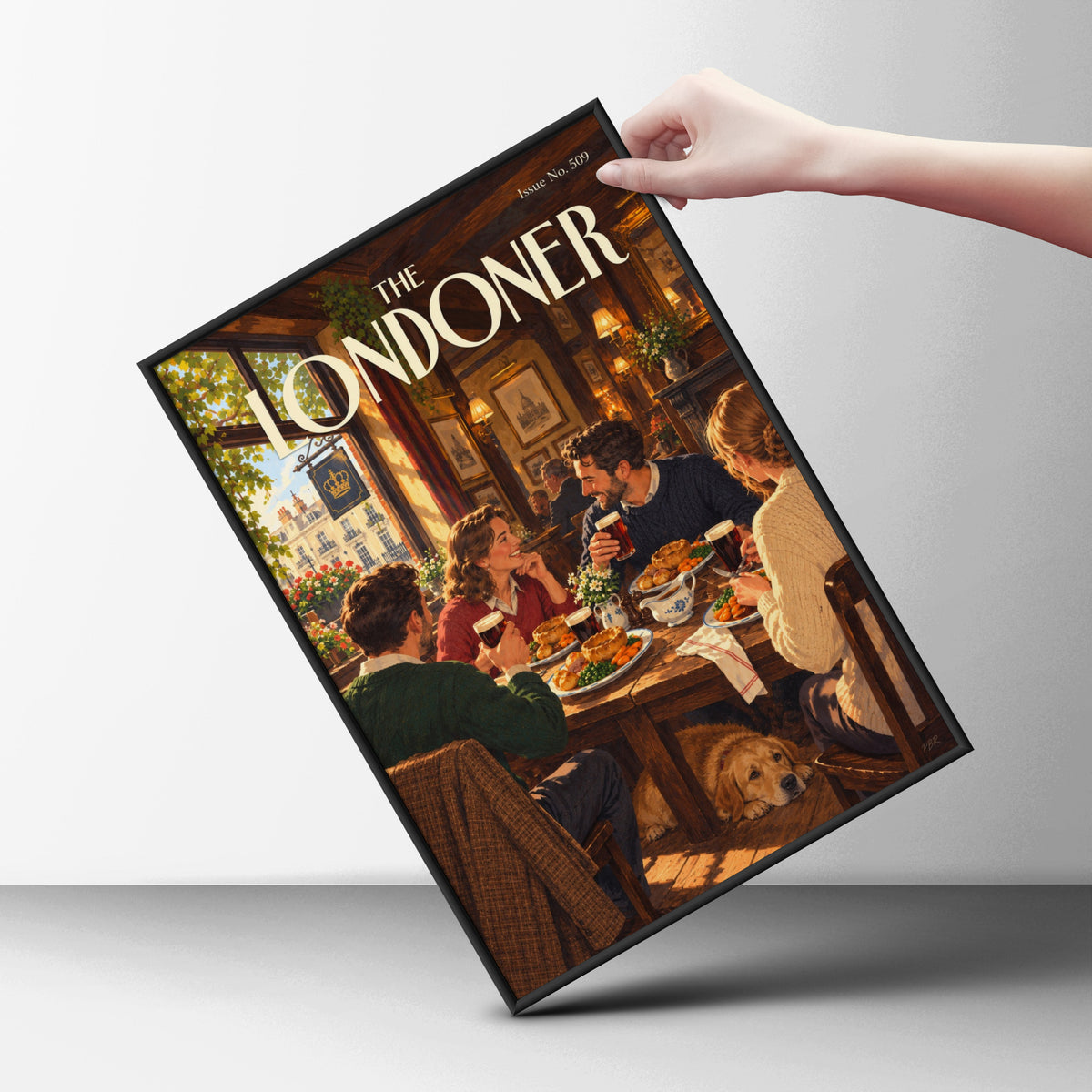 Vintage London Pub Poster, Sunday Roast Wall Art, Retro Magazine Cover Print, Kitchen Dining Room