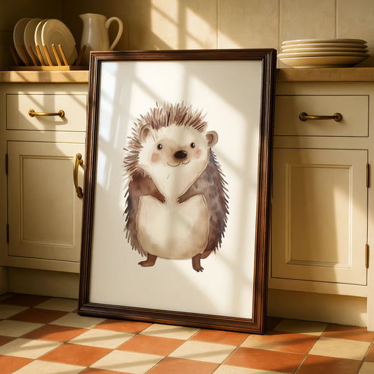 Hedgehog Nursery Wall Art, Cute Woodland Animal Poster, Baby Room Print, Kids Decor
