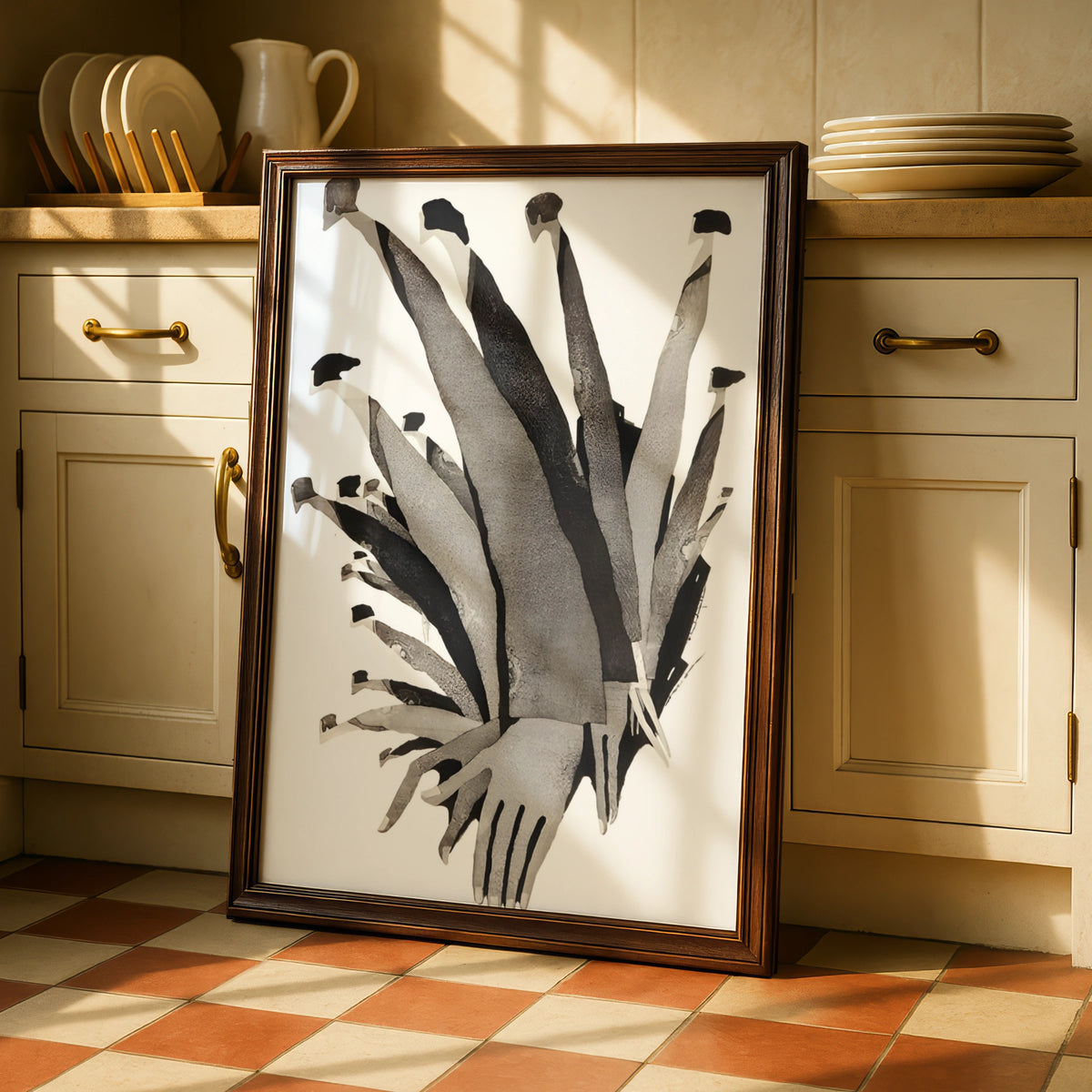Abstract Figures Monochrome Wall Art, Black and White Collage Print, Modern Gallery Poster