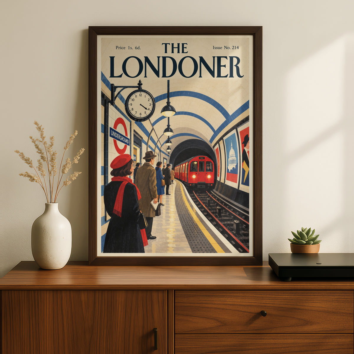 The Londoner Vintage Magazine Cover Poster, London Underground Wall Art, Retro Tube Station Art