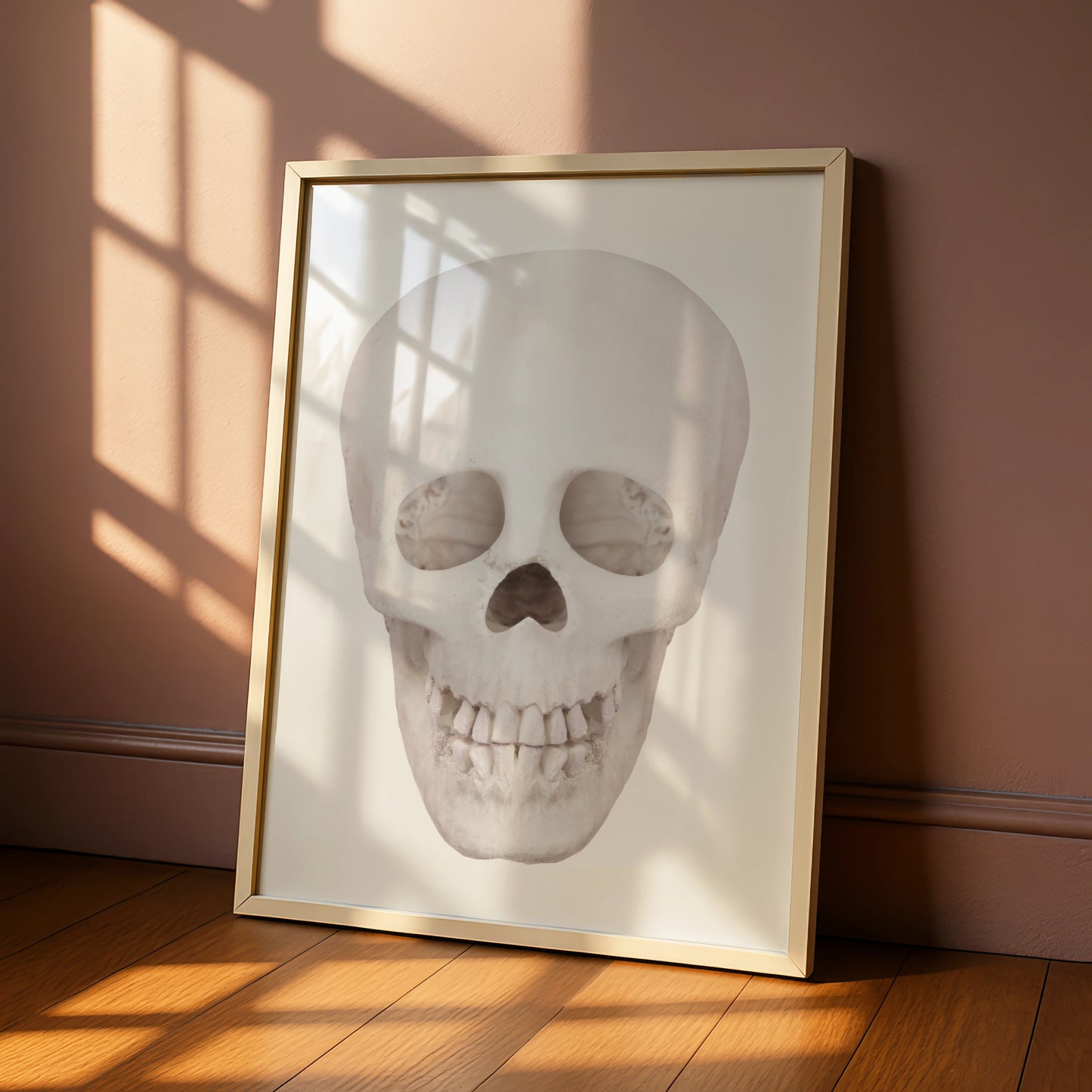 Halloween Skull Poster, White Skull Wall Art, Spooky Gothic Print, Minimalist Halloween Decor
