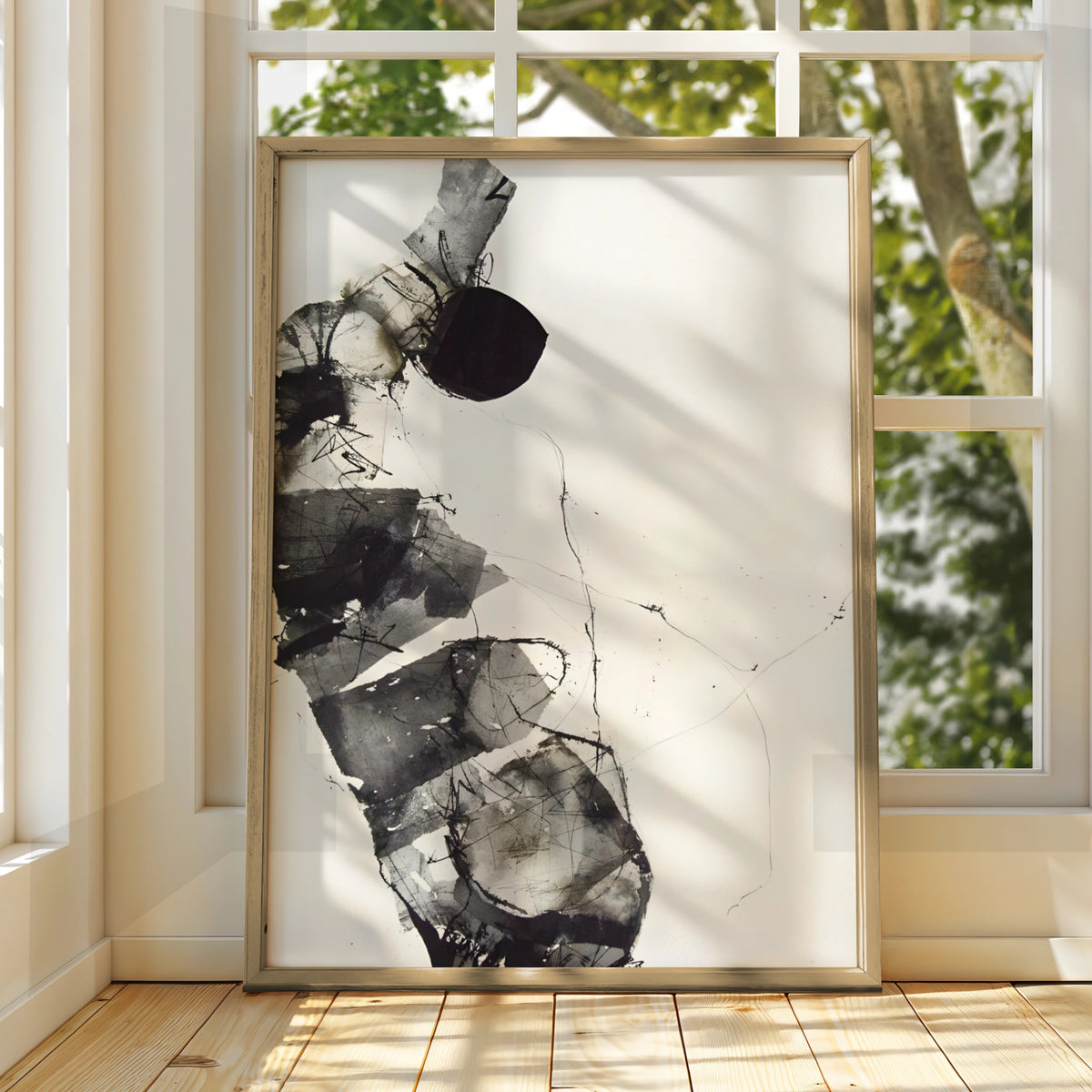 Abstract Ink Art Print, Modern Monochrome Wall Art, Black White Contemporary Poster, Gallery Wall
