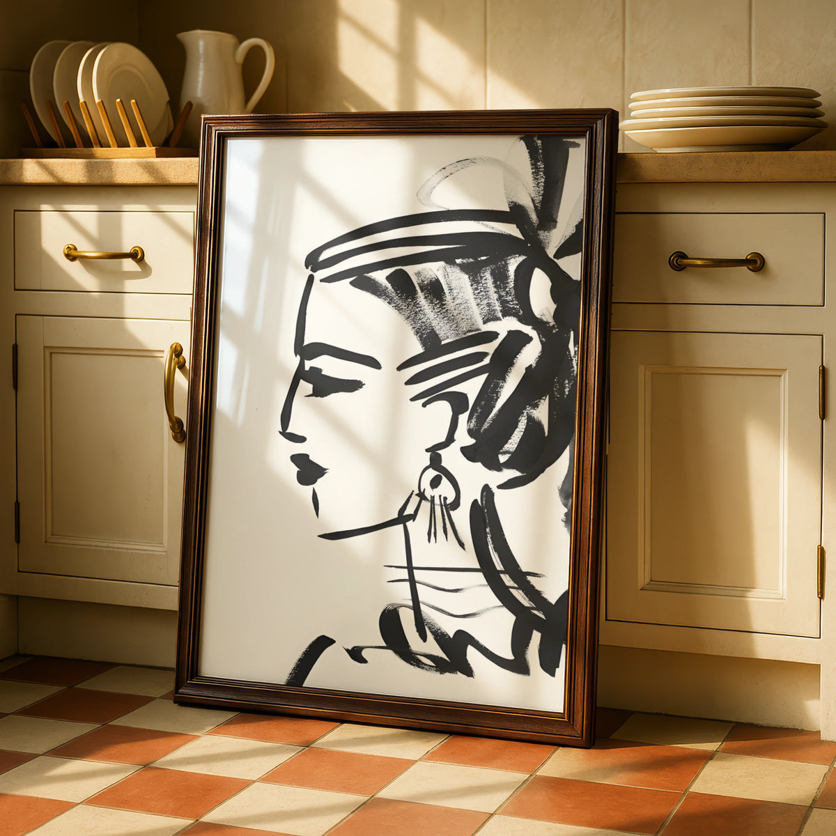 Female Face Line Art, Monochrome Wall Art, Black and White Poster, Minimalist Print