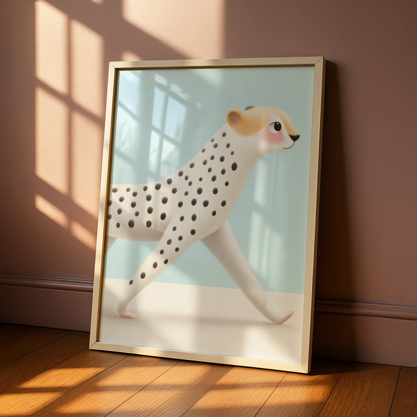 Cheetah Nursery Wall Art, Cute Animal Print, Baby Blue Kids Room Poster, Safari Decor