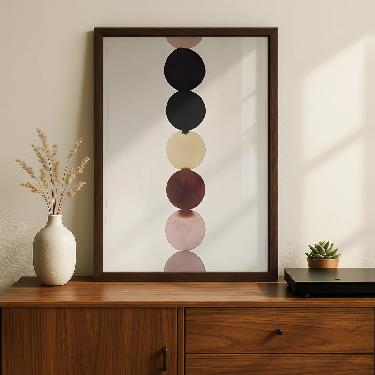Abstract Circle Stack Print, Monochrome Wall Art, Minimalist Modern Poster, Neutral Tones