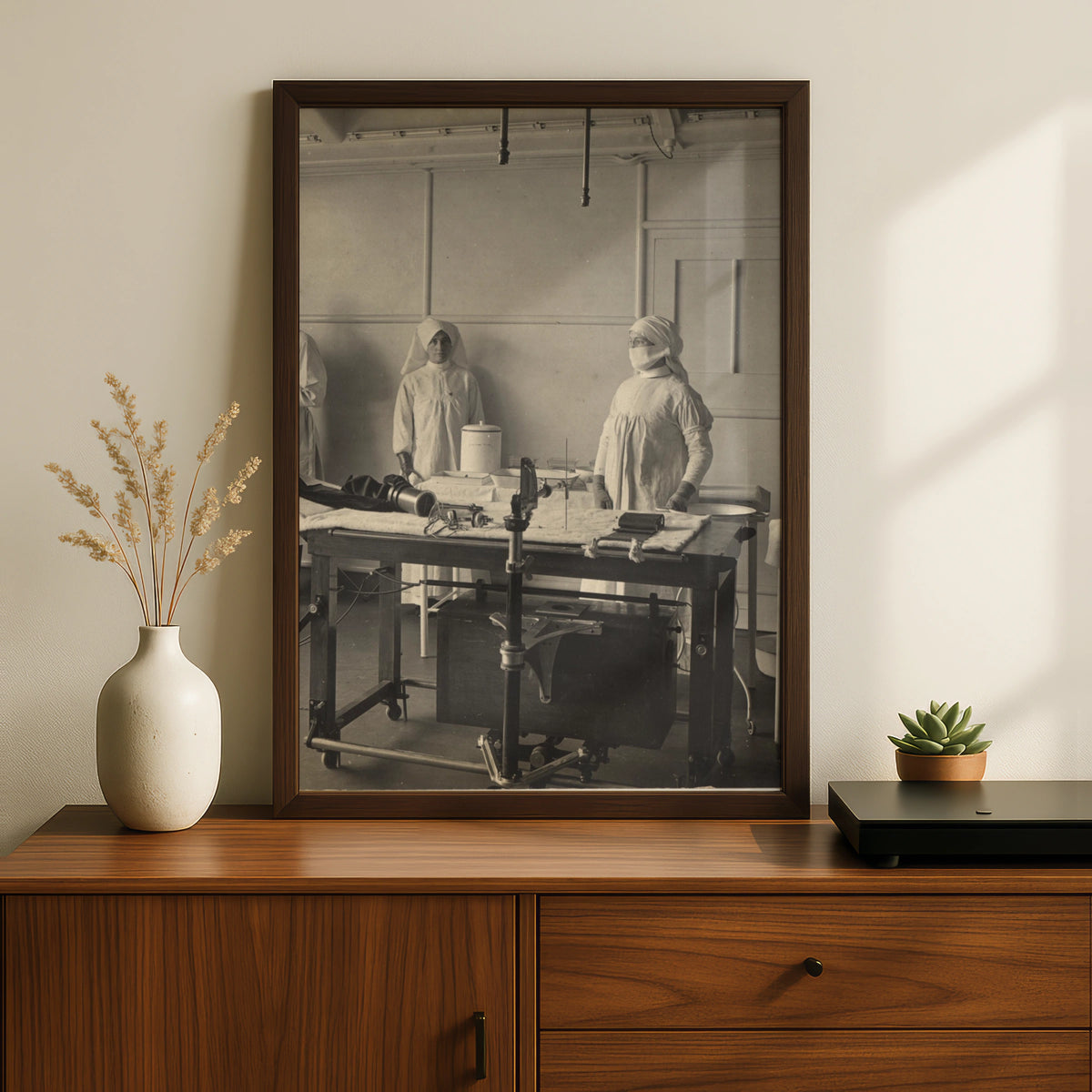 Vintage Operating Theatre Poster, Antique Medical Nurses Print, Sepia Hospital Wall Art