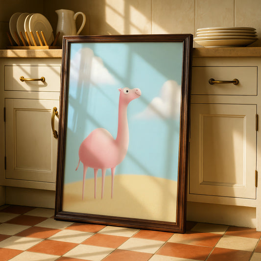 Cute Camel Nursery Wall Art, Pink Desert Animal Print, Kids Room Poster, Baby Decor