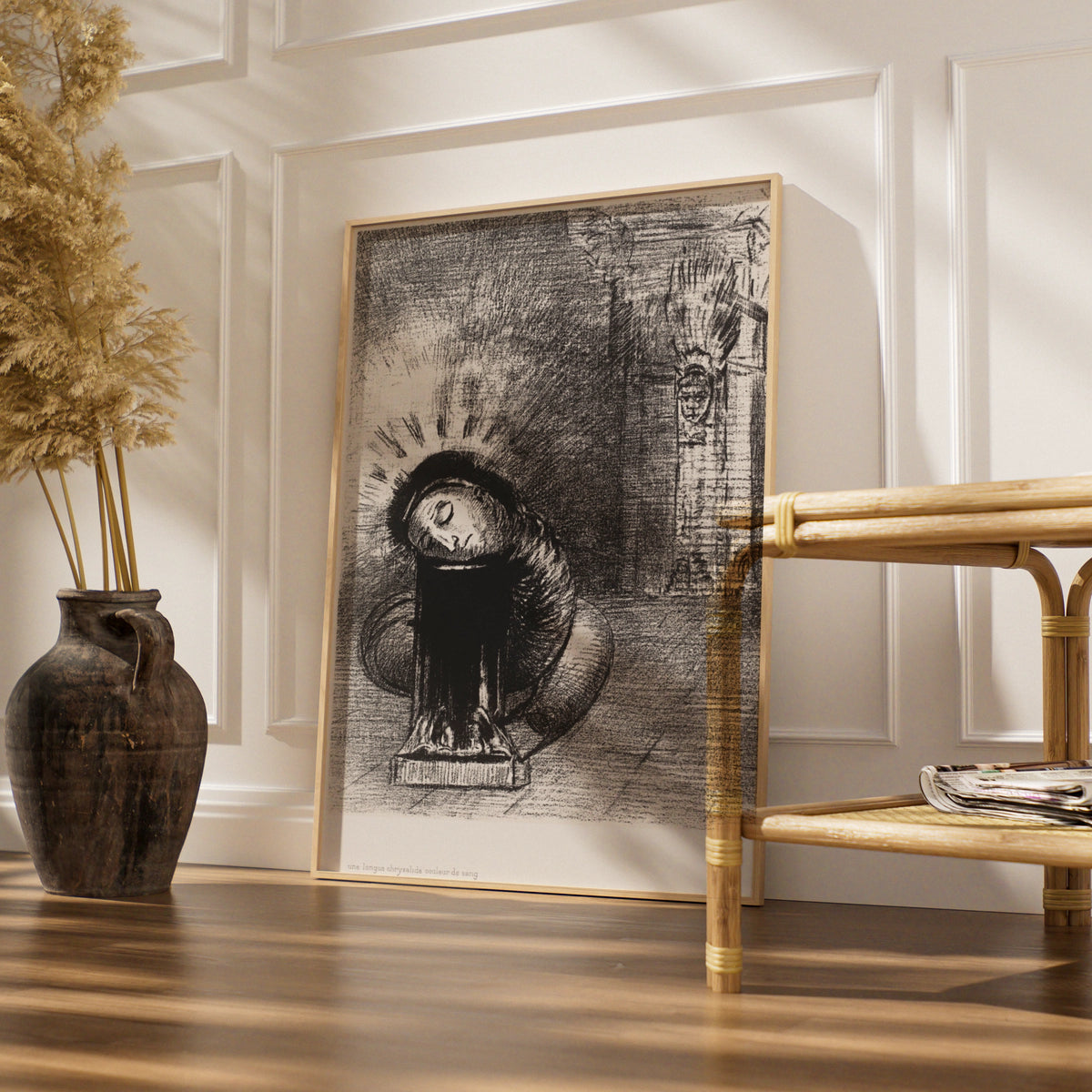 Gothic Halloween Art Print, Dark Surreal Horror Poster, Black Grey Occult Wall Art