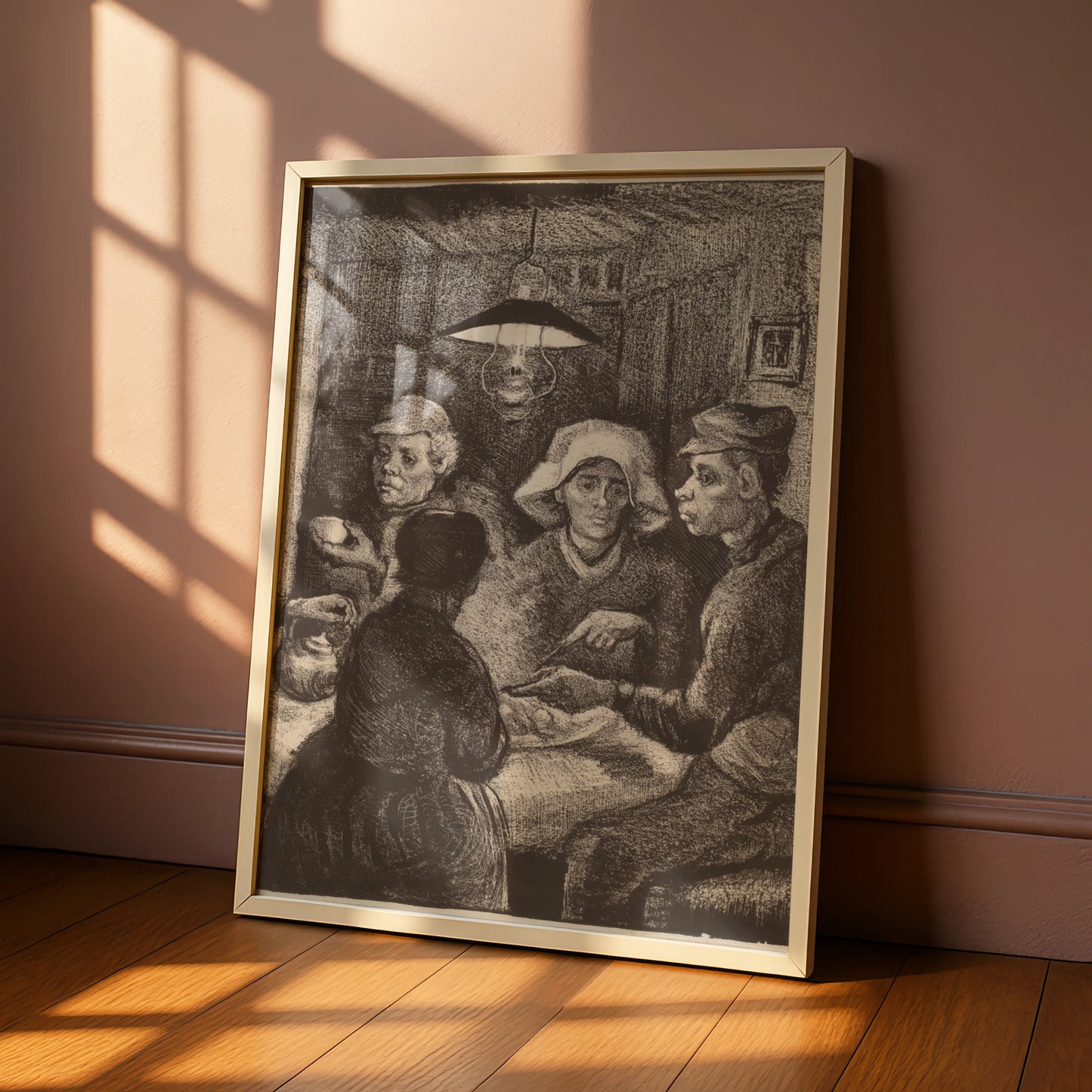 Van Gogh Potato Eaters Print, Dark Sepia Wall Art, Peasant Figures, Vintage Fine Art Poster