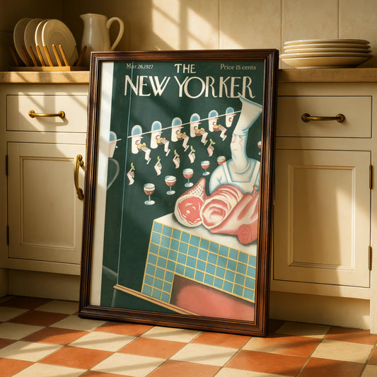The New Yorker March 1927 Poster, Vintage Chef Art Deco Cover Print, Kitchen Wall Art