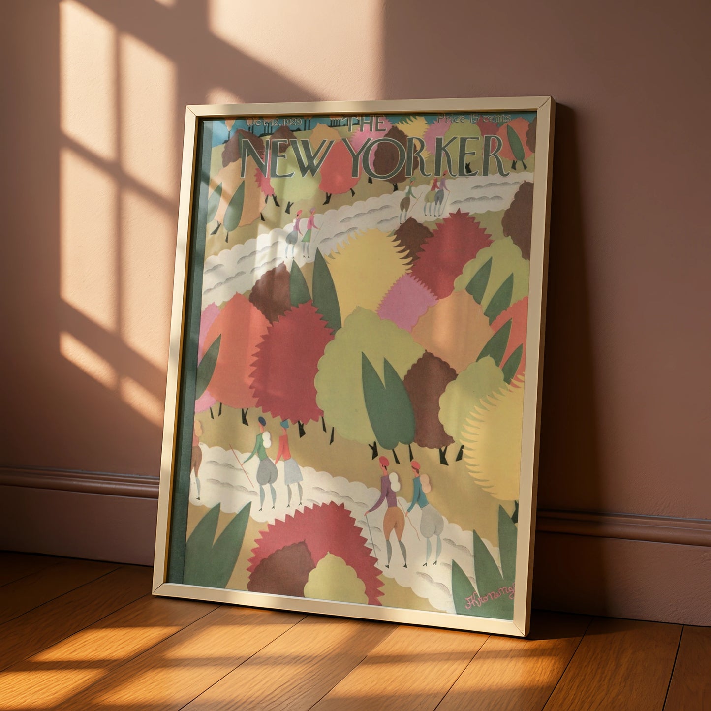 New Yorker 1929 Autumn Park Poster, Vintage Art Deco Cover Print, Fall Wall Art