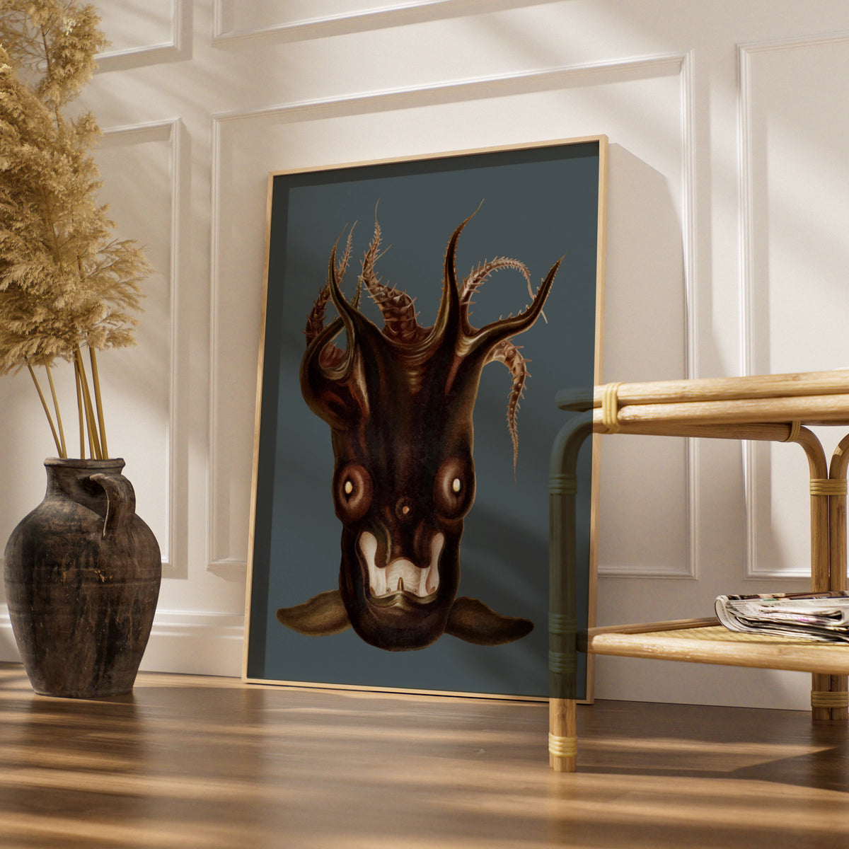 Halloween Monster Creature Poster, Dark Horror Wall Art, Spooky Demon Print, Gothic Occult Decor