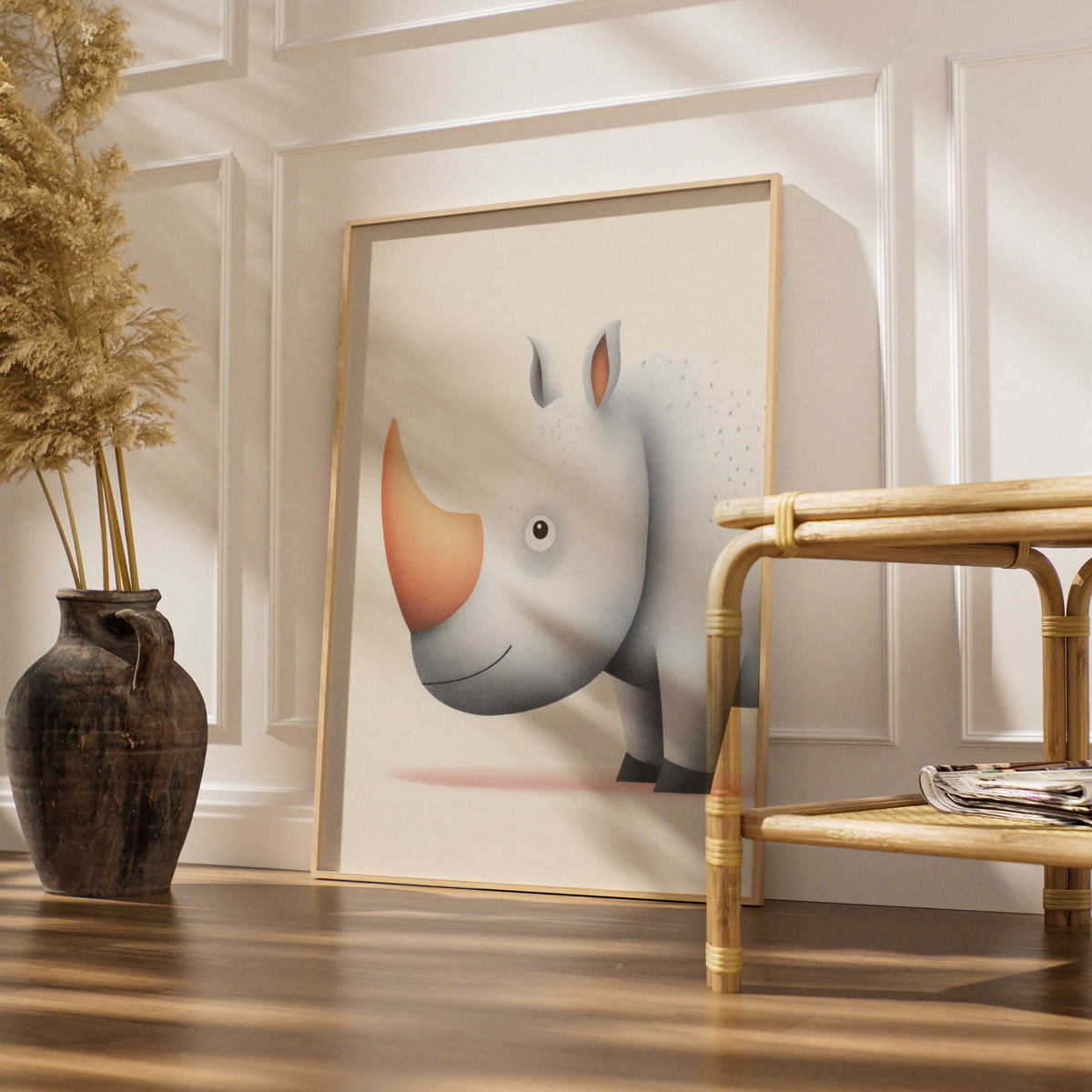 Cute Rhino Nursery Wall Art, Safari Animal Print, Kids Room Poster, Baby Shower Gift