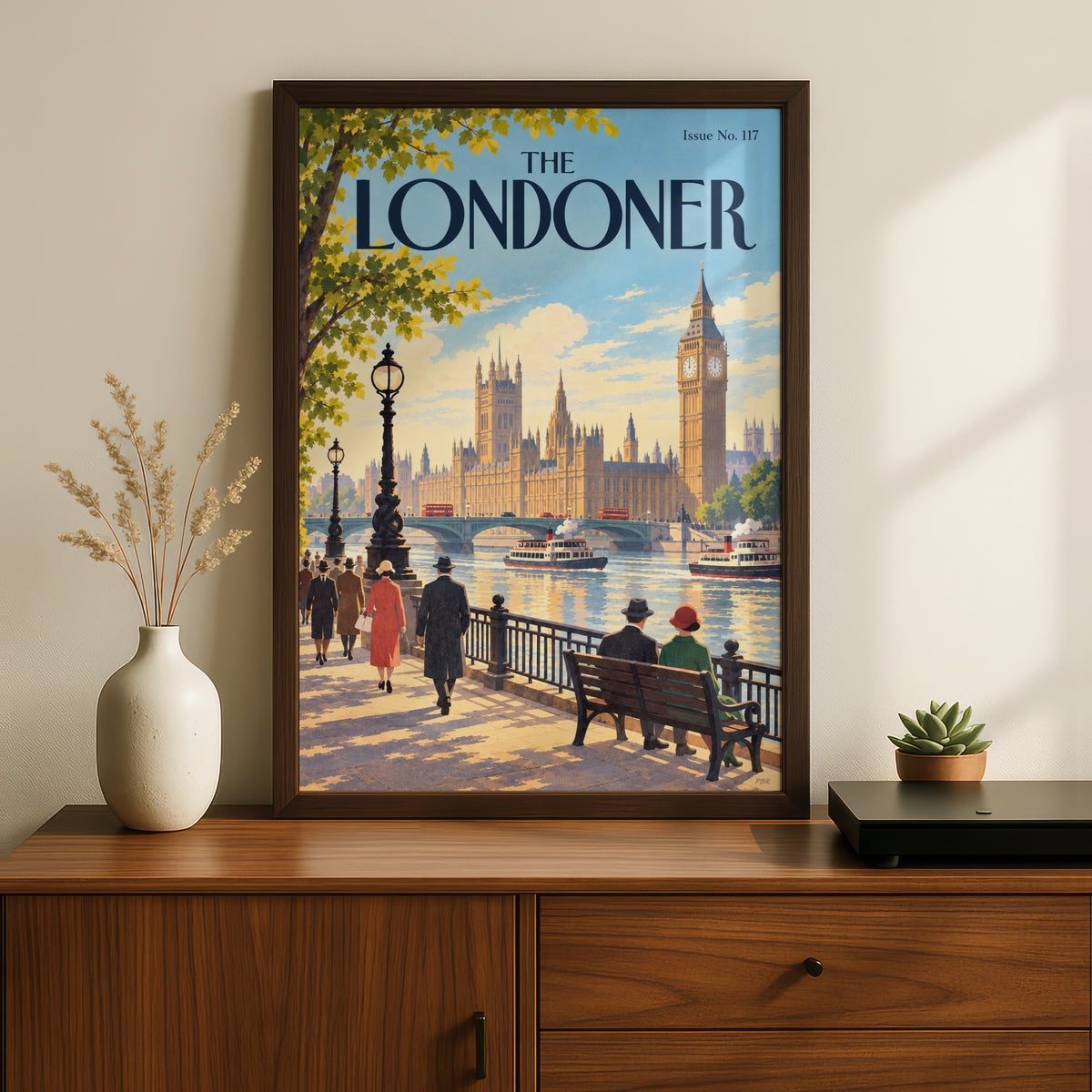 The Londoner Magazine Cover Poster, Vintage London Wall Art, Thames Riverside Print, Big Ben