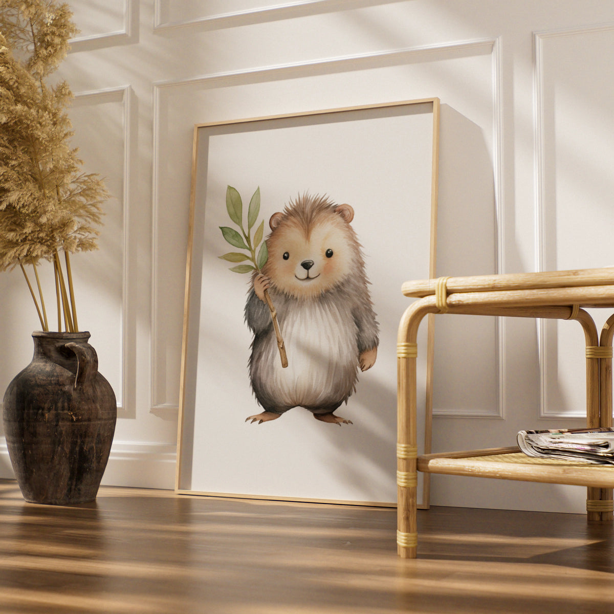 Nursery Wall Art Hedgehog Print, Woodland Animal Poster, Baby Room Watercolour Decor