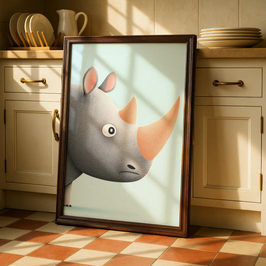 Rhino Nursery Wall Art, Cute Rhinoceros Print, Baby Animal Poster, Kids Room Decor