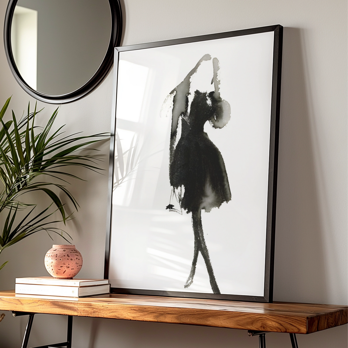 Fashion Figure Ink Art, Monochrome Wall Art, Black and White Poster, Minimalist Print