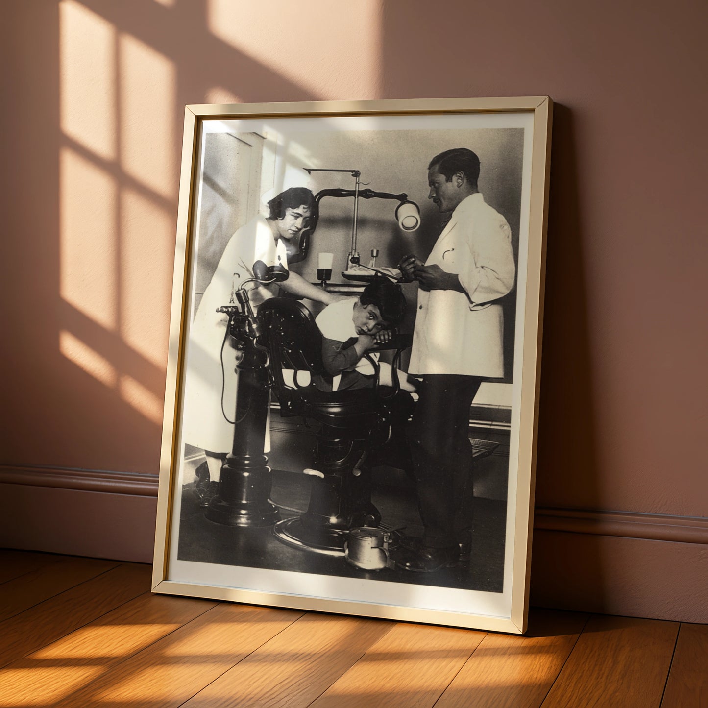 Vintage Dentist Poster, Retro Dental Chair Print, Black White Halloween Spooky Wall Art