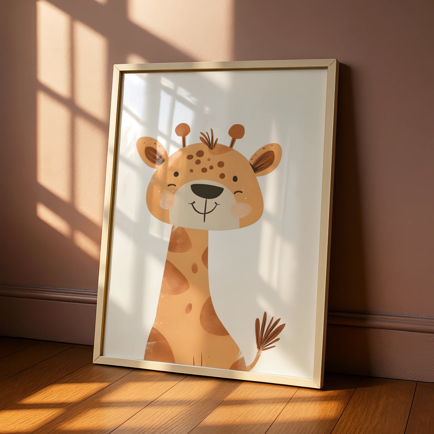 Cute Giraffe Nursery Wall Art, Safari Animal Baby Room Poster, Kids Bedroom Print