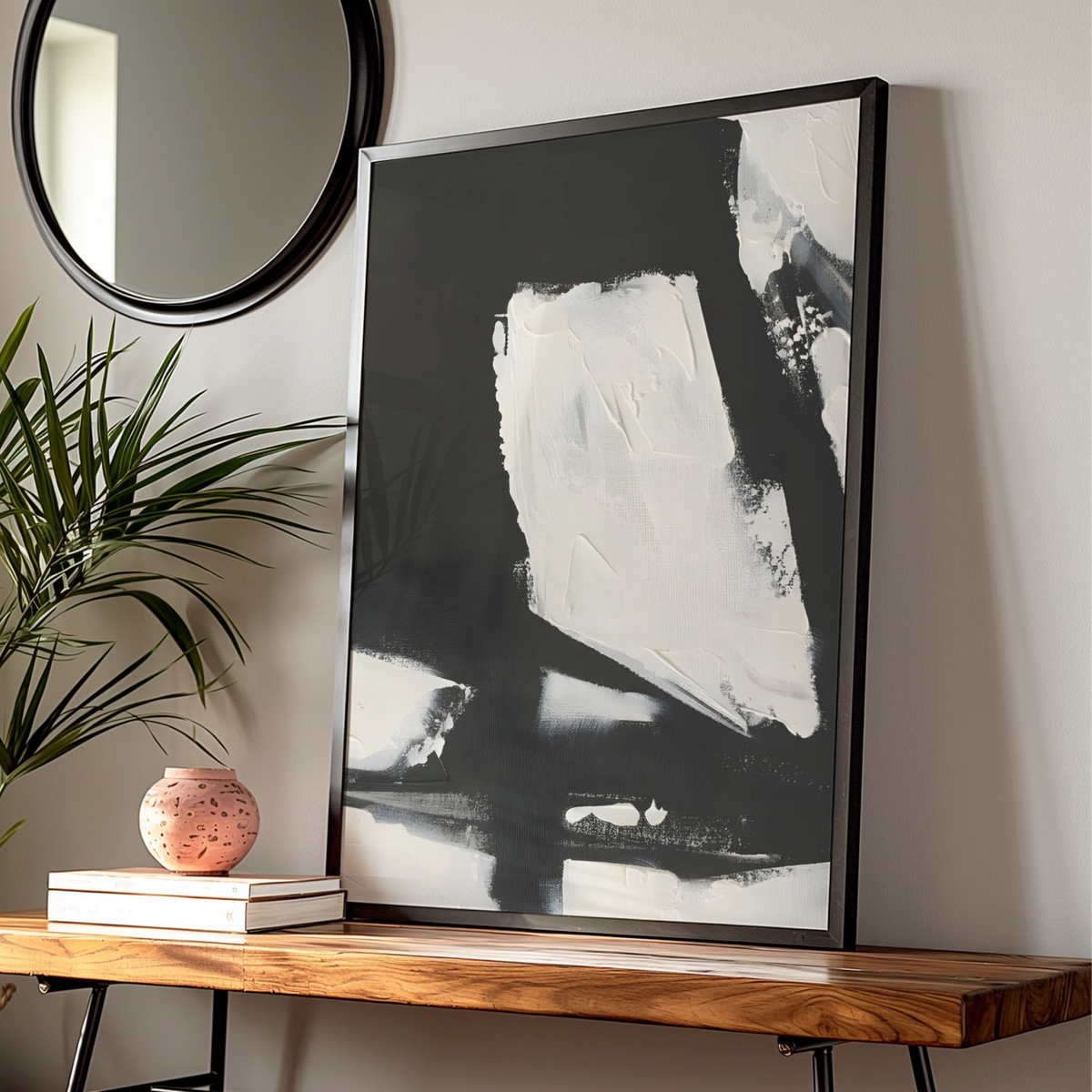 Abstract Monochrome Wall Art, Black and White Textured Print, Modern Minimalist Poster