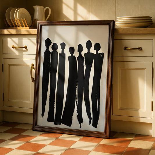 Abstract Figure Silhouette Print, Monochrome Wall Art, Black and White Minimalist Poster