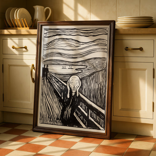 The Scream Halloween Art Print, Edvard Munch Poster, Black White Gothic Wall Art