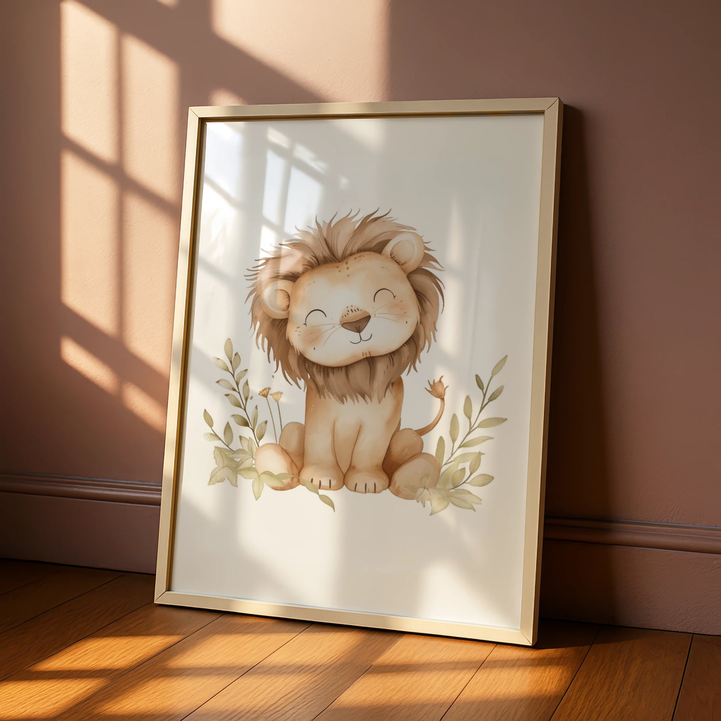 Lion Nursery Wall Art, Cute Baby Lion Poster, Safari Animal Print, Kids Room Decor