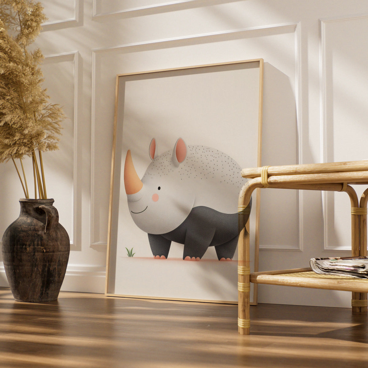 Cute Rhino Nursery Wall Art, Safari Animal Print, Kids Room Poster, Baby Shower Gift
