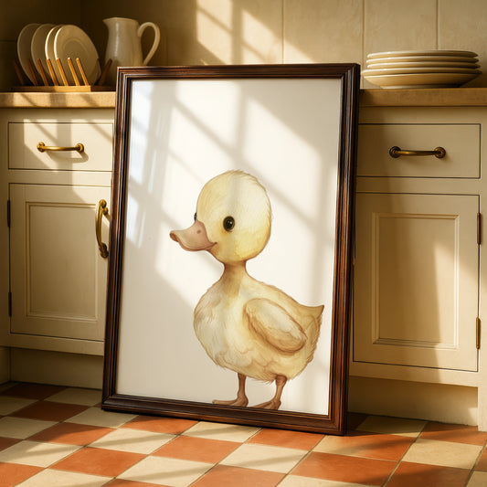 Duckling Nursery Wall Art, Baby Duck Poster, Watercolour Animal Print, Kids Room Decor