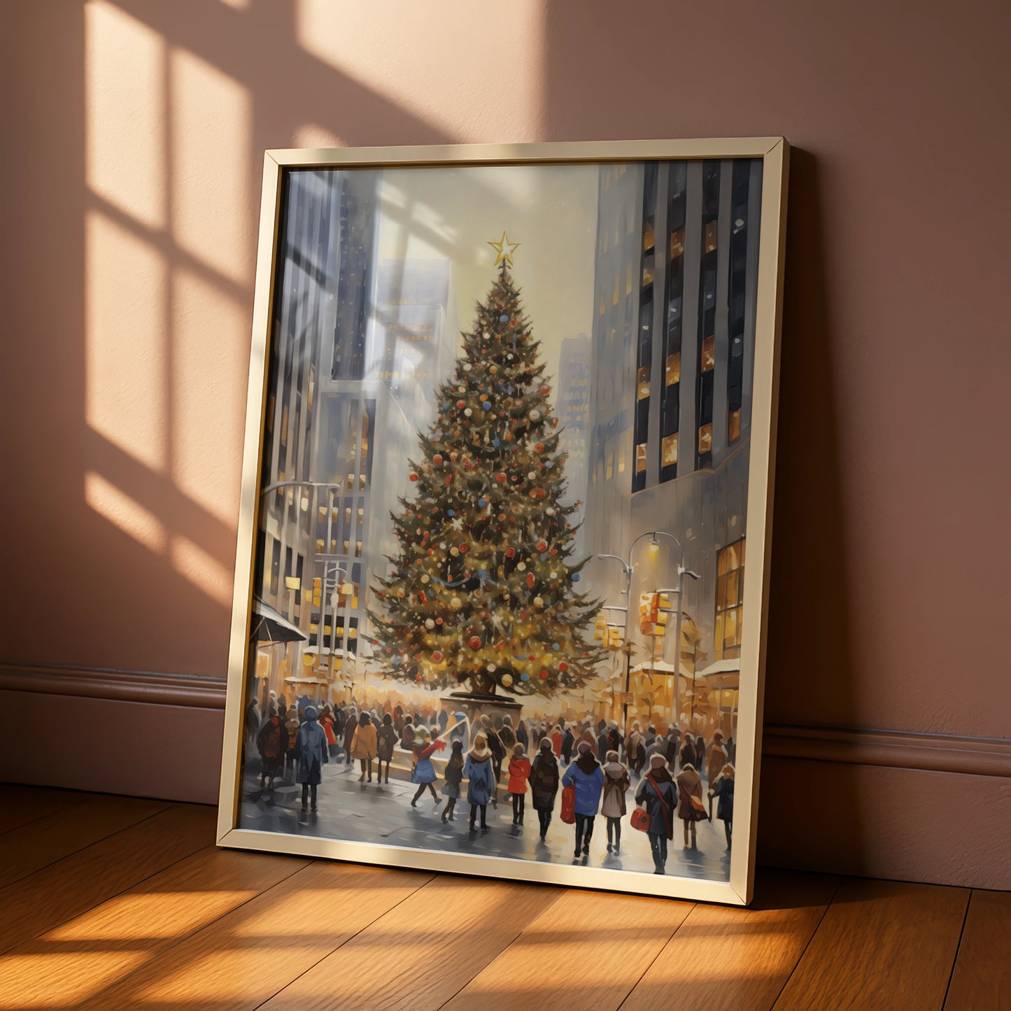 Christmas Tree City Poster, New York Winter Wall Art, Festive Xmas Print, Holiday Decor