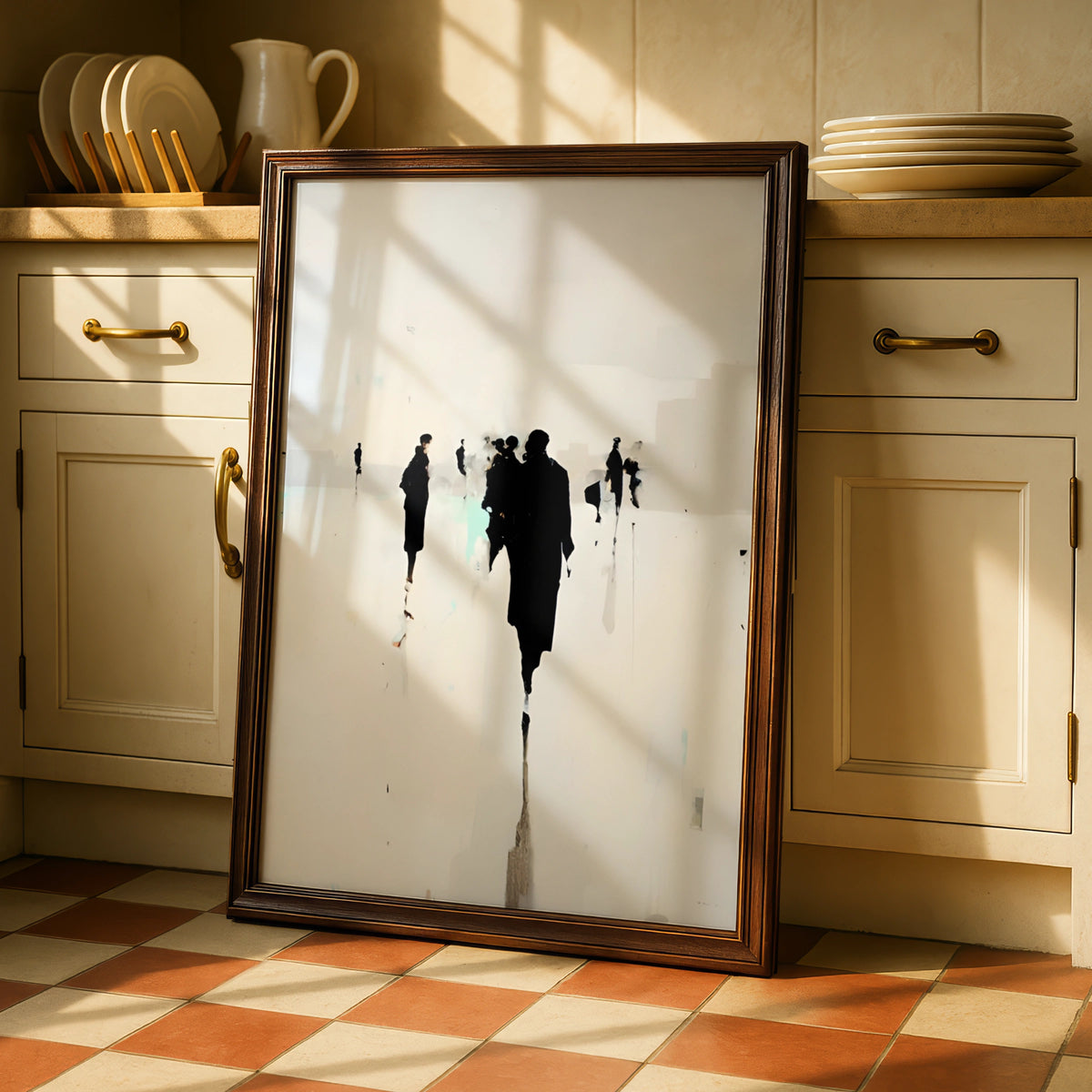 Abstract Figure Silhouette Print, Monochrome Wall Art, Modern Black White Poster, Contemporary Art