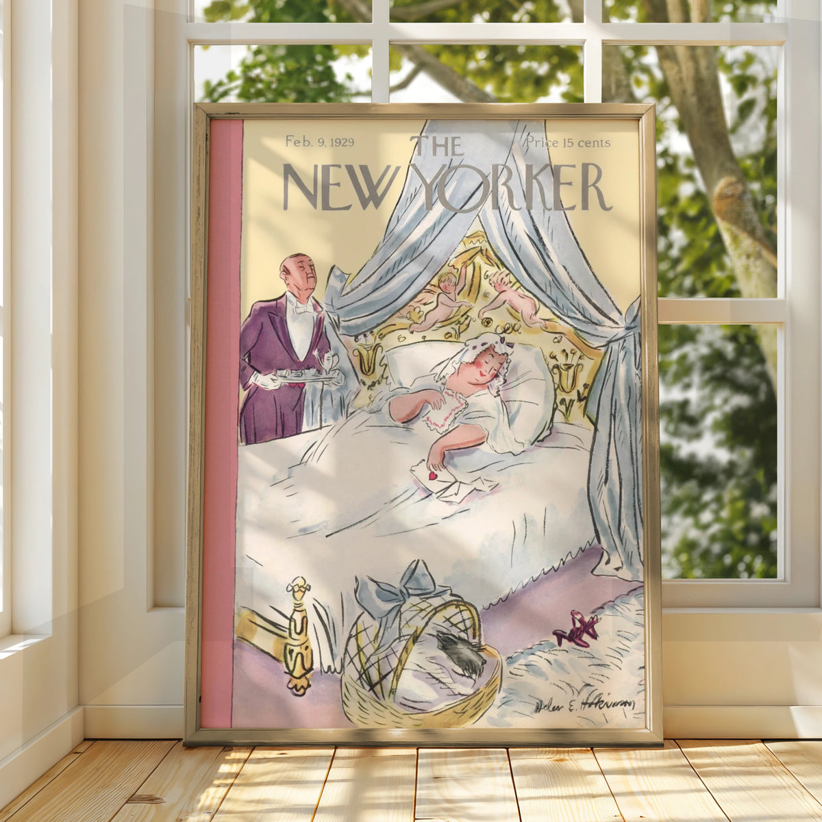 Valentine Bedroom Scene Poster, Vintage Editorial Wall Art wall art print