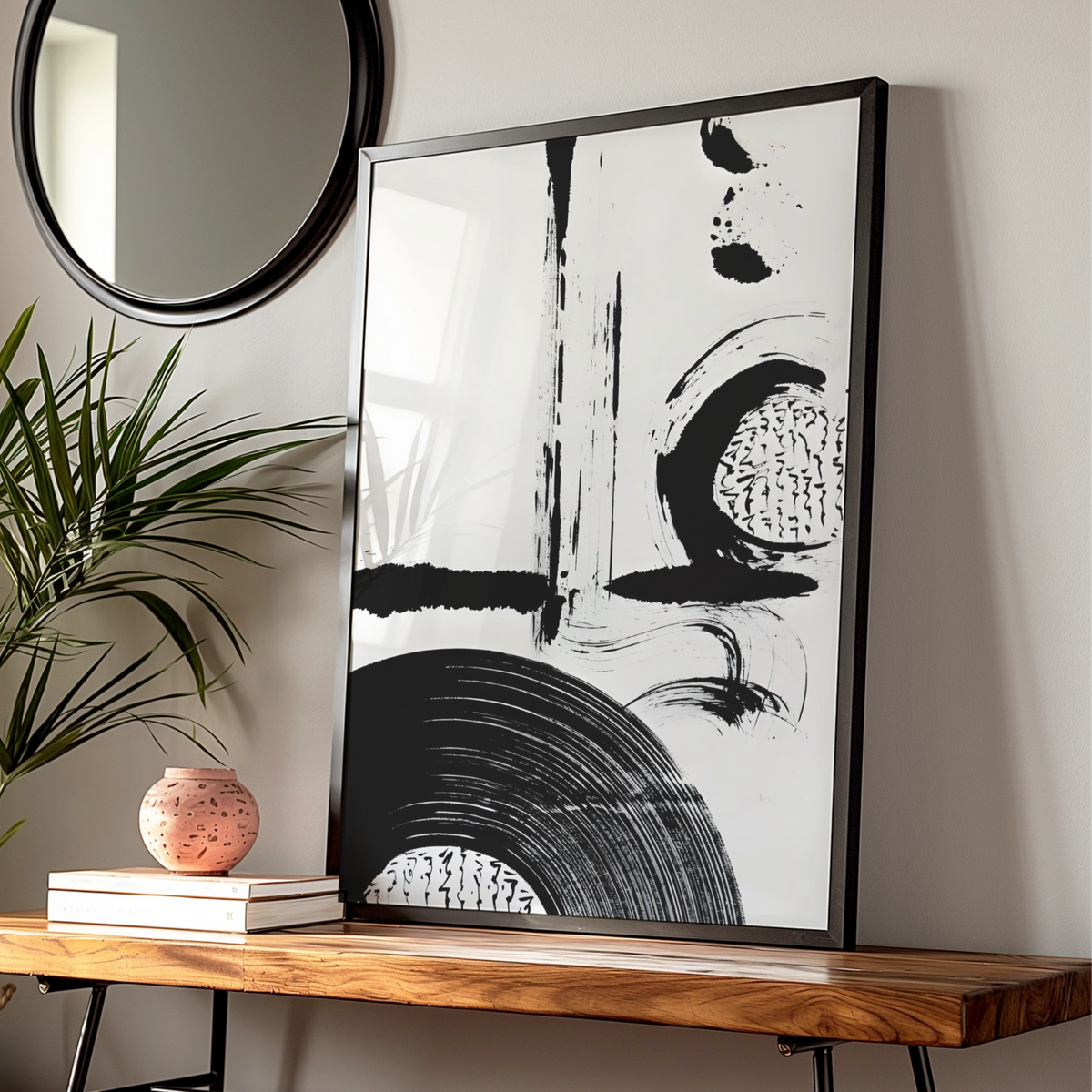 Bold Monochrome Abstract Wall Art, Black and White Modern Print, Gallery Wall Poster
