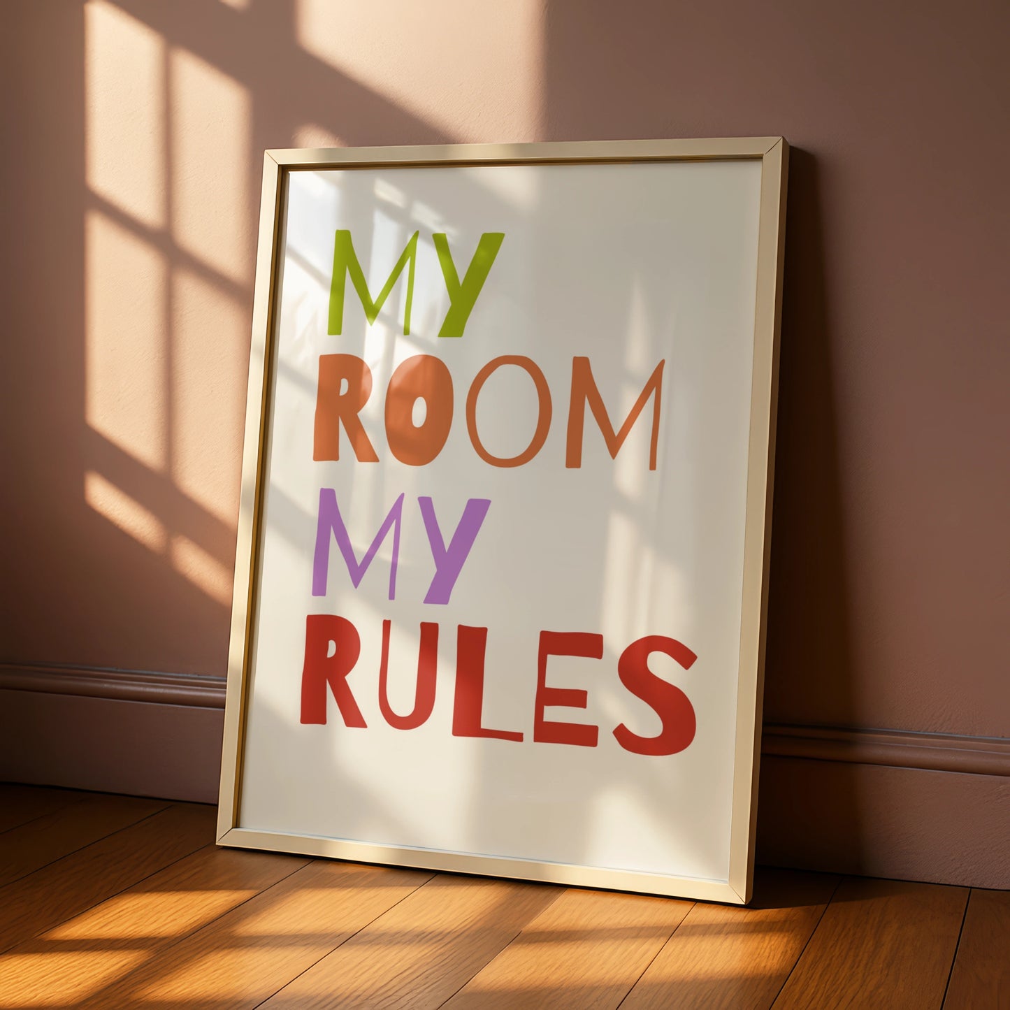 My Room My Rules Nursery Wall Art, Kids Bedroom Poster, Colourful Children Print