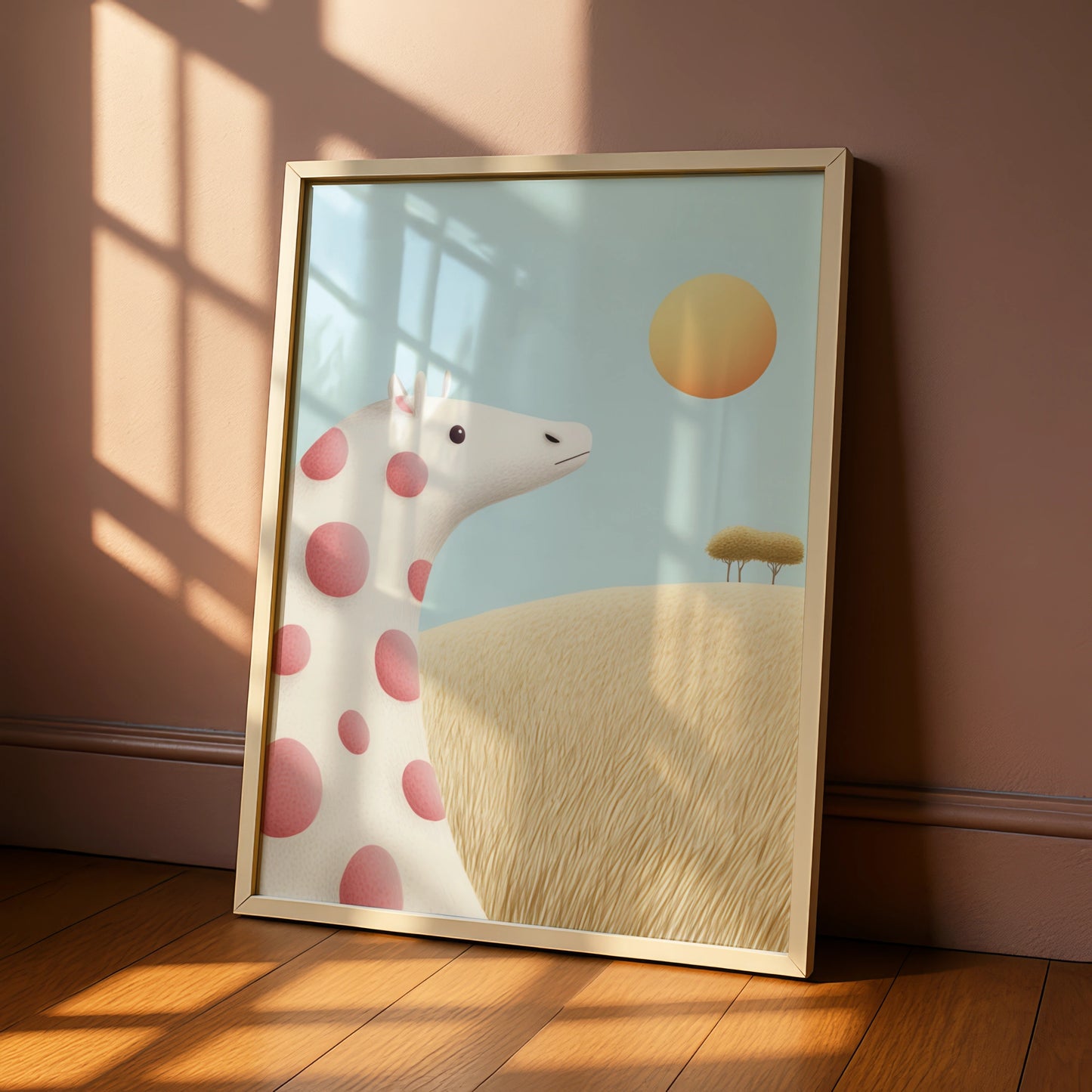 Giraffe Nursery Wall Art, Cute Baby Animal Print, Pastel Kids Room Poster, Whimsical Safari Decor