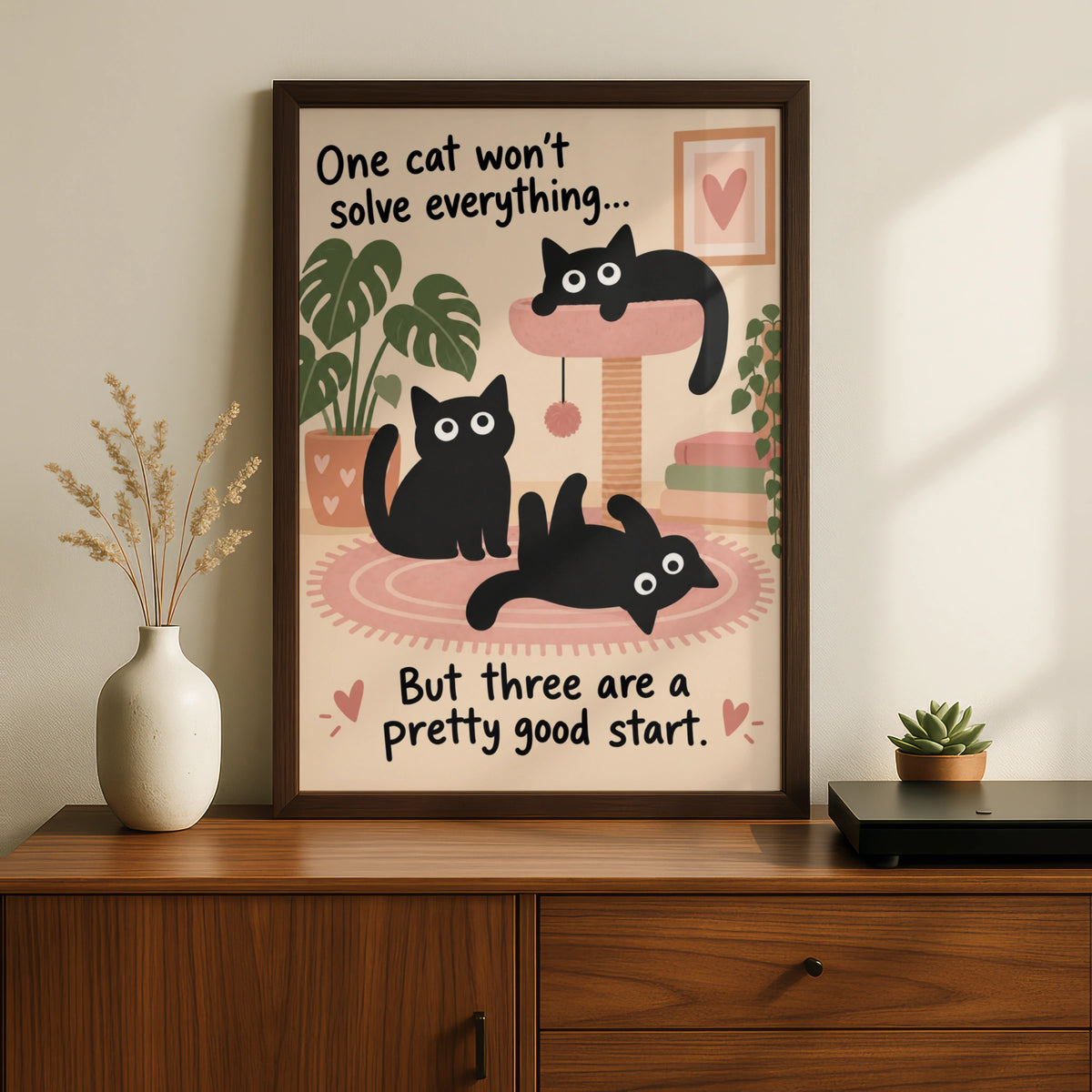 Three Black Cats Funny Poster