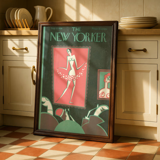 New Yorker 1926 Cover Art Poster, Art Deco Dancer, Vintage Magazine Wall Art Print