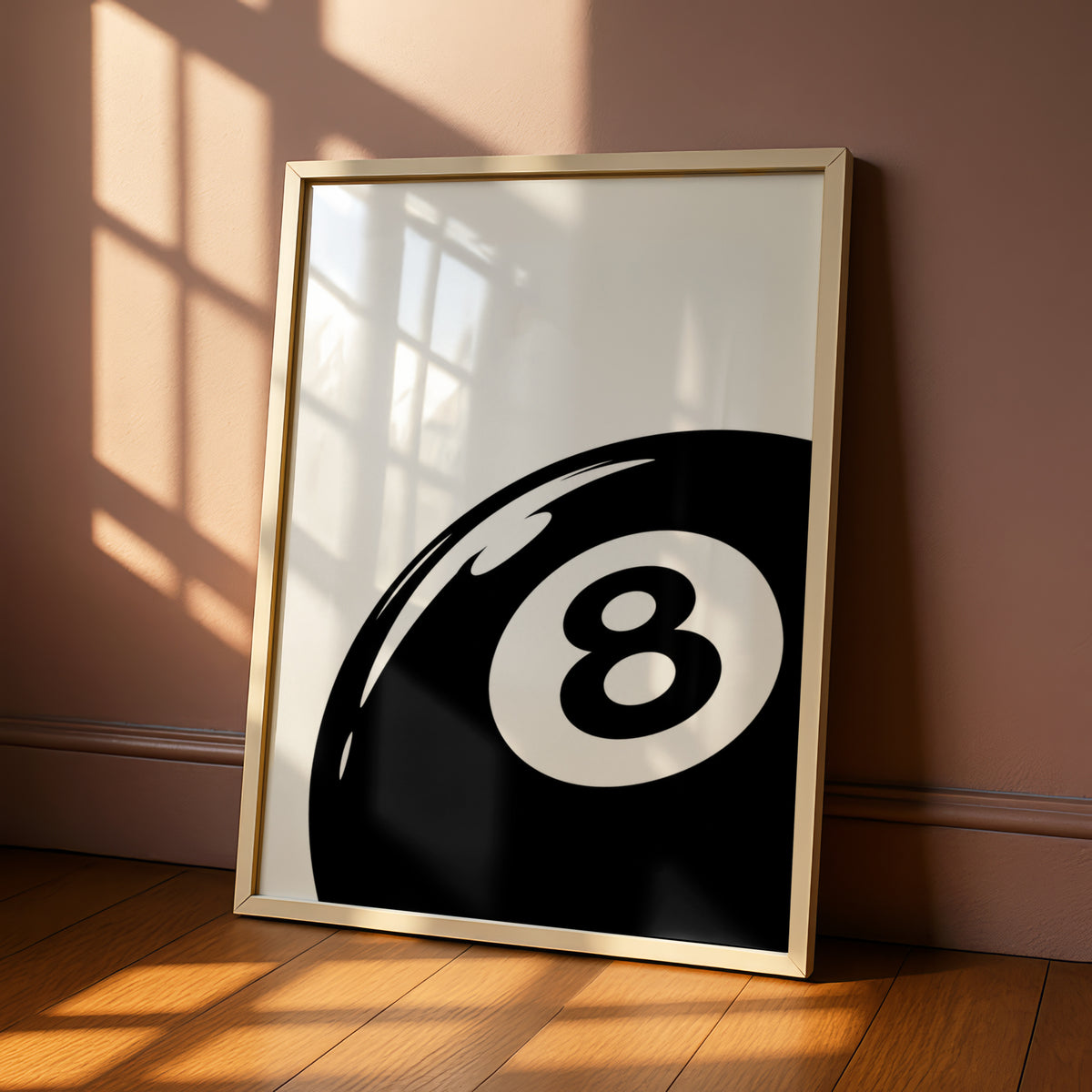 8 Ball Pool Print, Monochrome Wall Art, Black and White Poster, Minimalist Snooker Decor