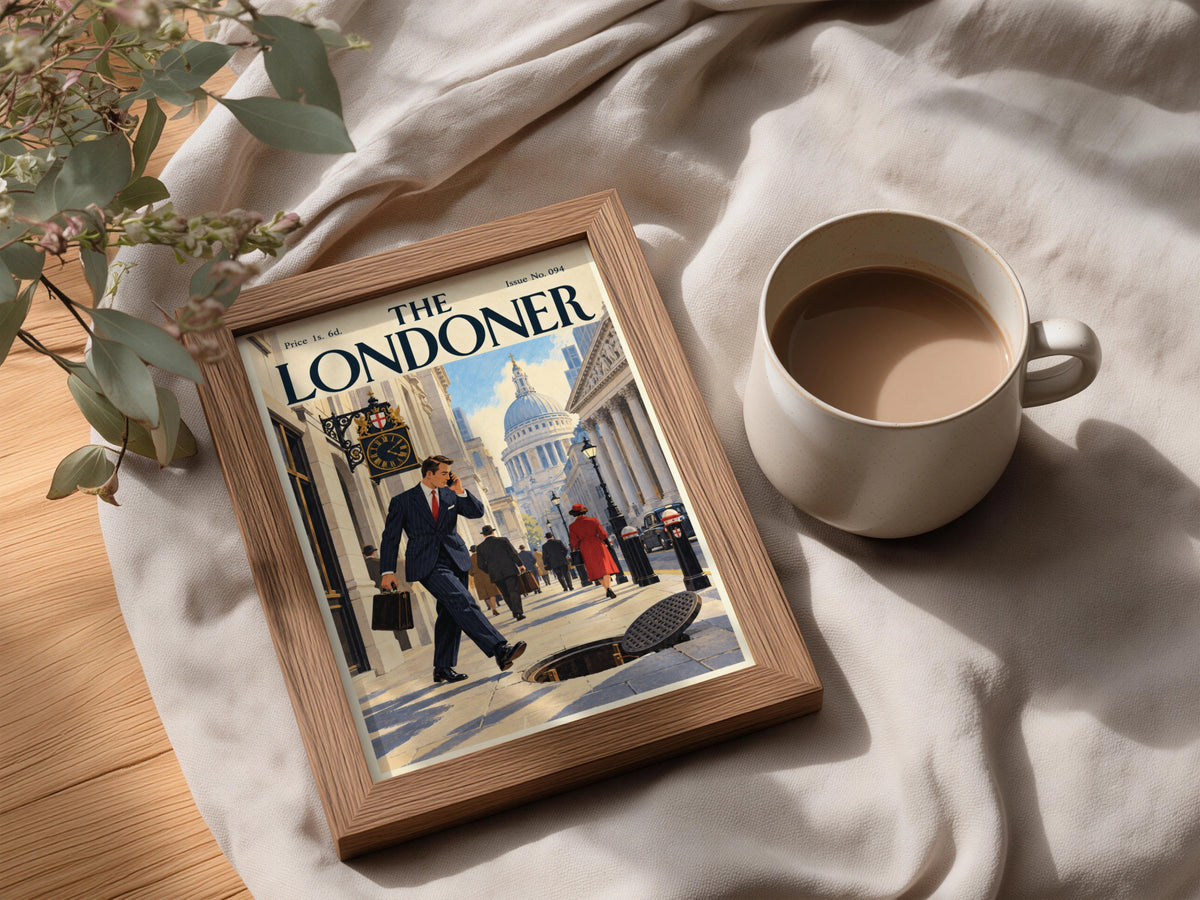 The Londoner Vintage Magazine Cover Poster, London Wall Art, Retro Illustration Art Print