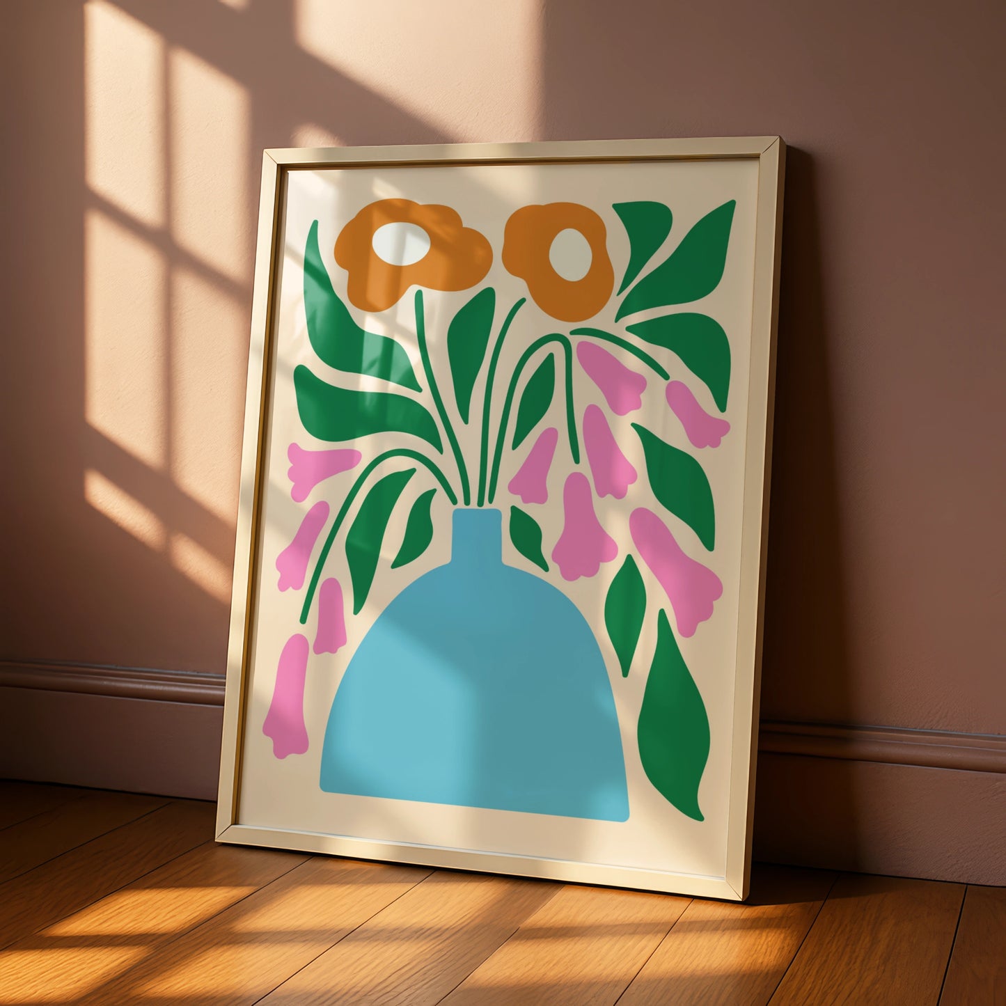 Maximalist Floral Vase Poster, Bold Botanical Wall Art, Colourful Flower Print, Eclectic Home Decor